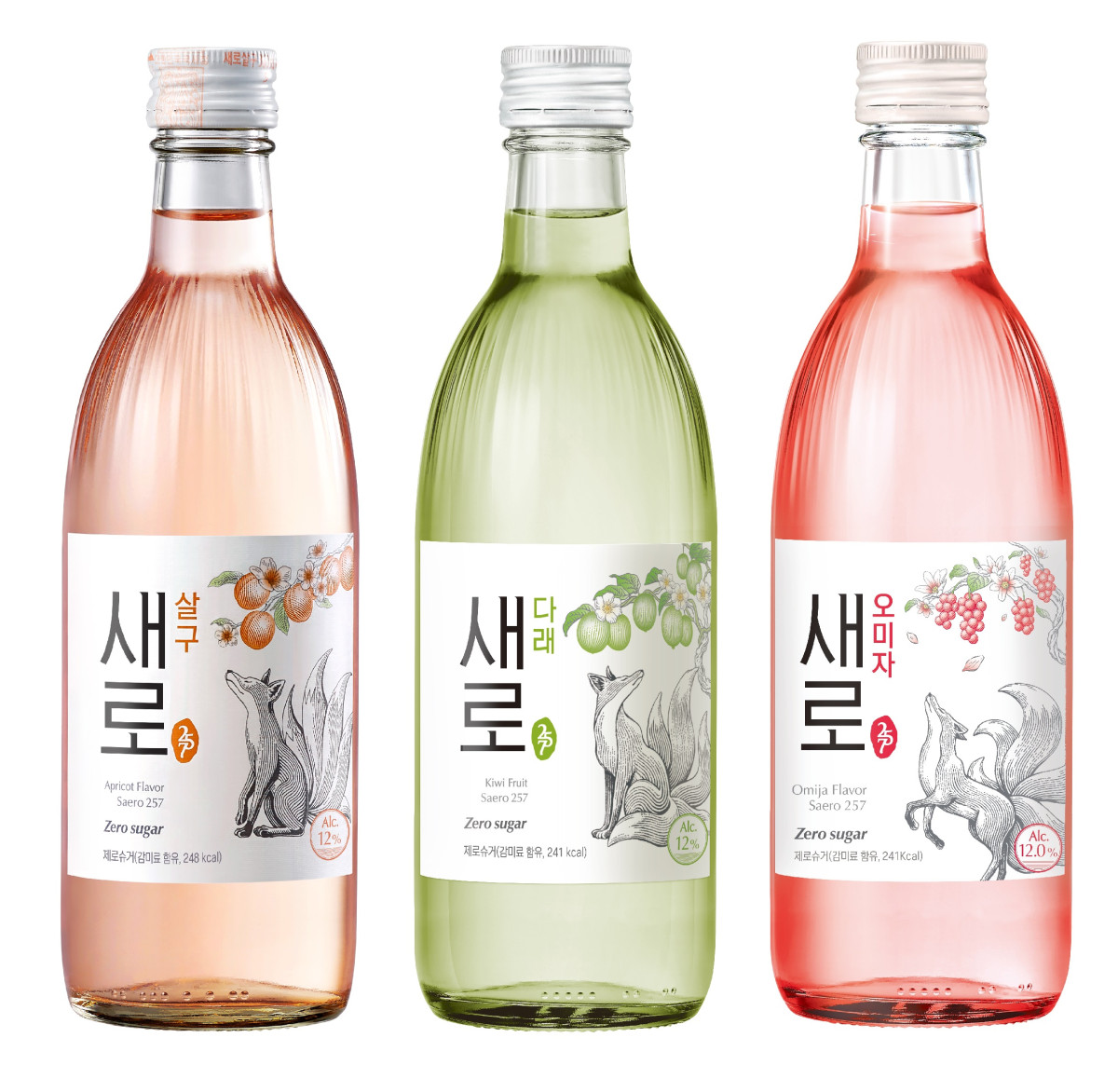 ▲롯데칠성음료의 '새로 살구', '새로 다래', '새로 오미자' (사진제공=롯데칠성음료)
