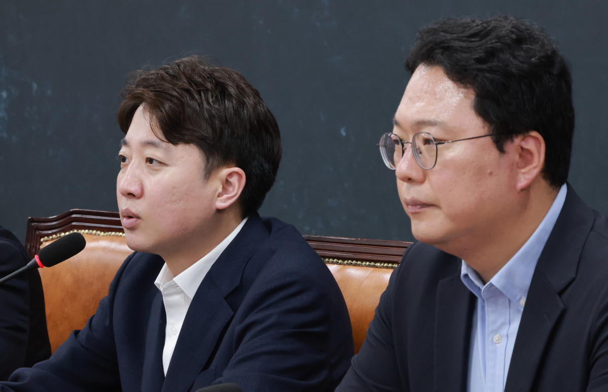 ▲개혁신당 이준석 대표가 3일 국회에서 열린 최고위원회의에 참석해 발언하고 있다. (연합뉴스)