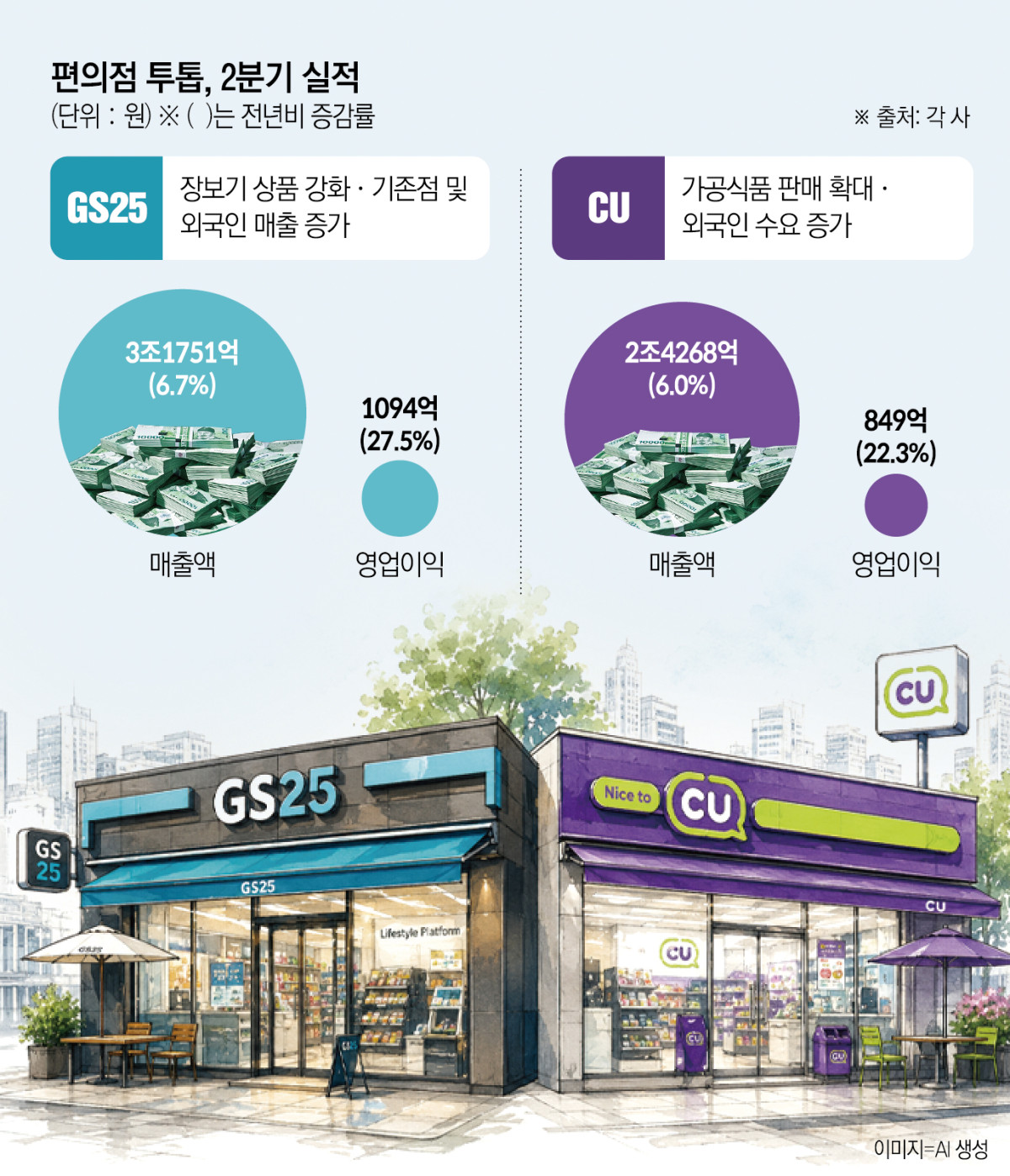 ▲편의점 투톱 2분기 실적 (이투데이 그래픽팀=신미영 기자)