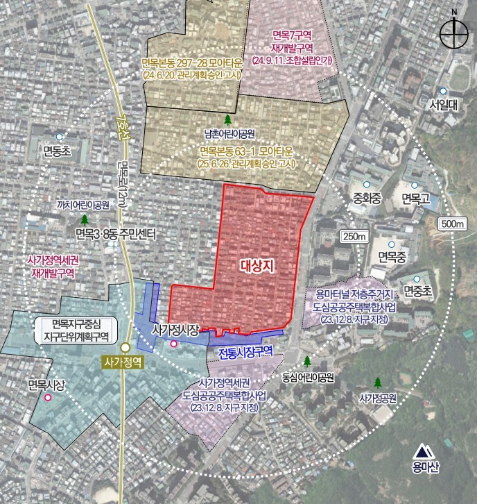 ▲면목3·8동 일대 모아타운 위치도 (사진제공=중랑구청)