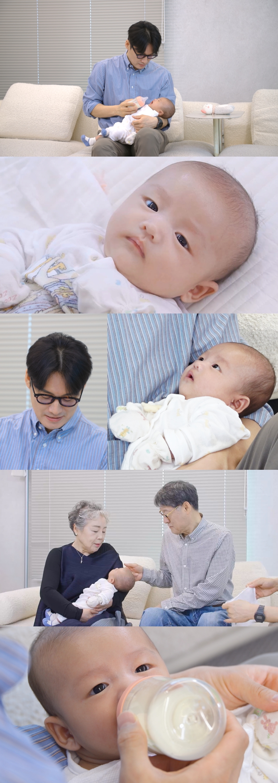 ▲방송인 오상진과 생후 50일된 둘째 아들. (사진제공=KBS)