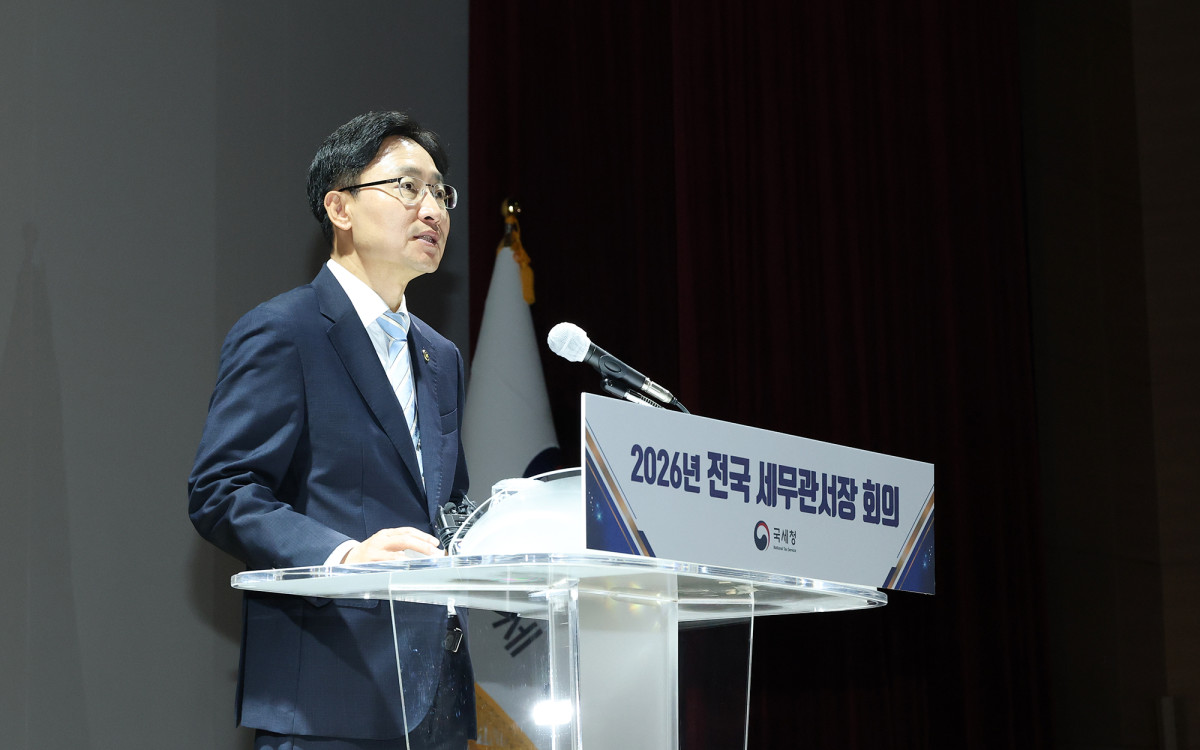▲임광현 국세청장이 12일 세종시에서 열린 전국 세무관서장 회의에서 발언하고 있다. (사진제공=국세청)