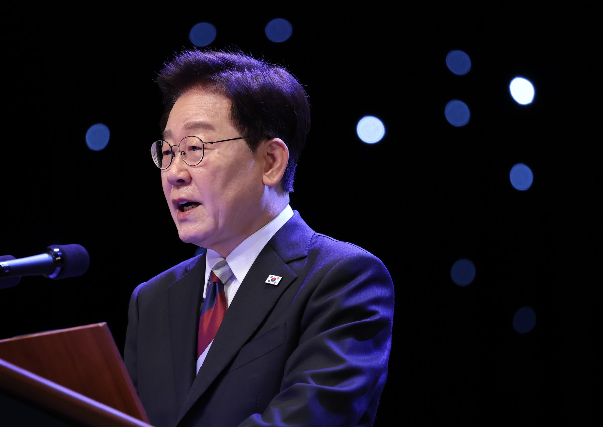 ▲이재명 대통령이 15일 서울 종로구 세종문화회관에서 열린 제81주년 광복절 경축식에서 경축사를 하고 있다. (연합뉴스)