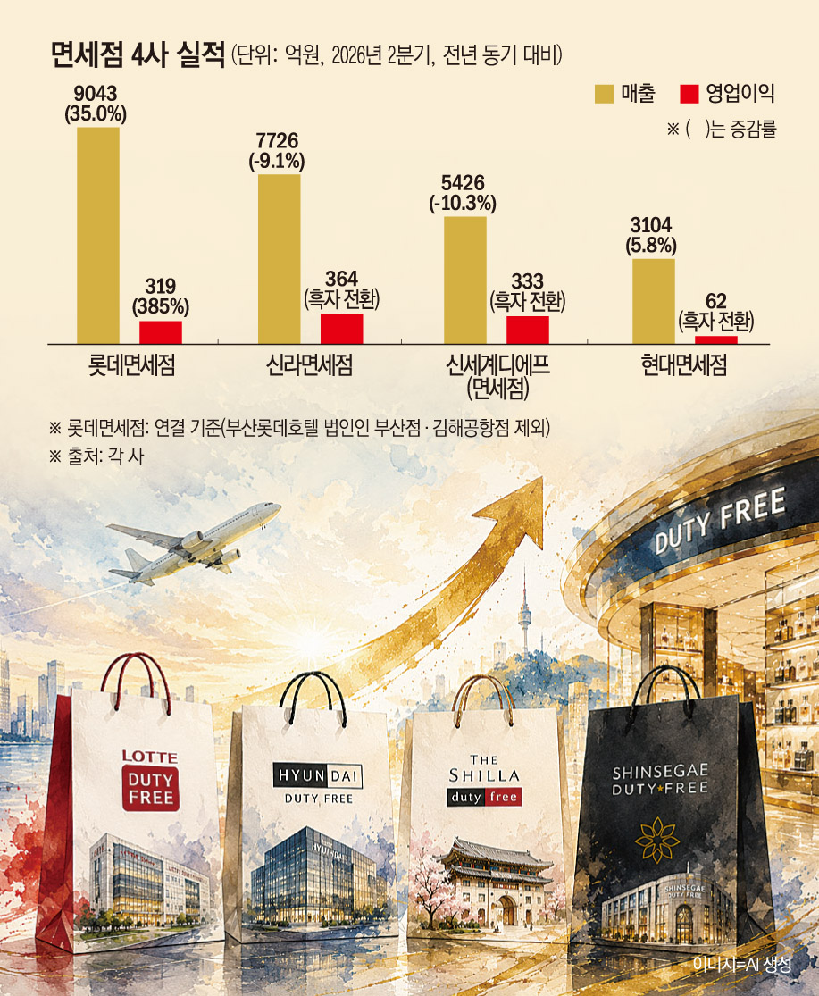 ▲면세점 4사, 2026년 2분기 실적 (이투데이 그래픽팀=손미경 기자)