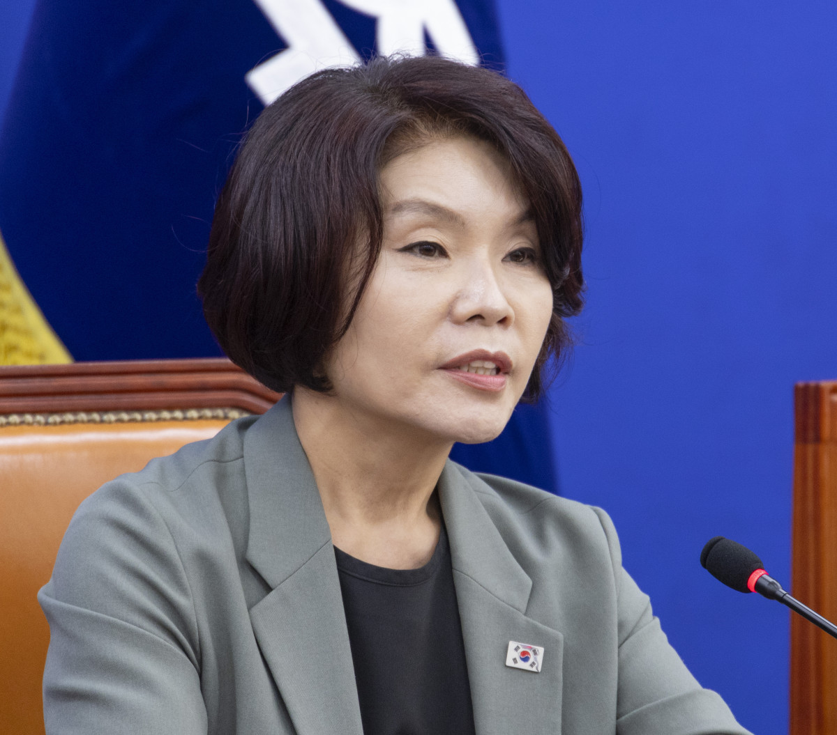 ▲더불어민주당 한정애 정책위의장이 4일 국회에서 열린 원내대책회의에서 발언하고 있다. (연합뉴스)