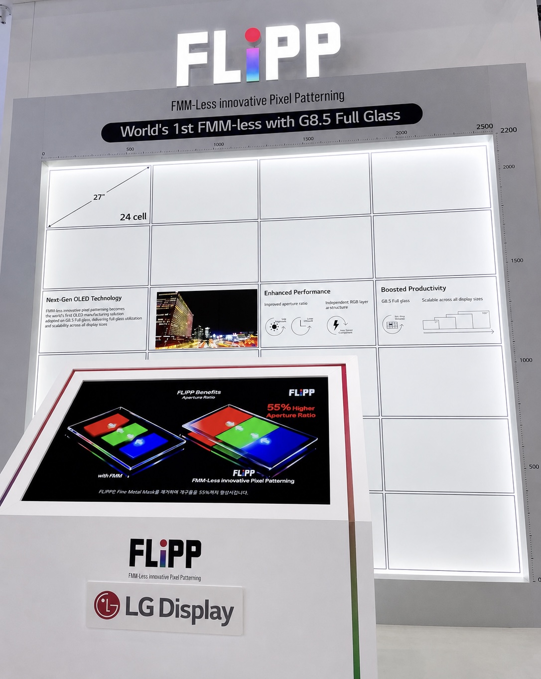 ▲LG디스플레이가 IMID 2026에서 자체 개발에 성공한 차세대 OLED 패터닝 기술 'FLiPP(플립)'을 세계 최초로 공개한다. (사진=LG디스플레이)