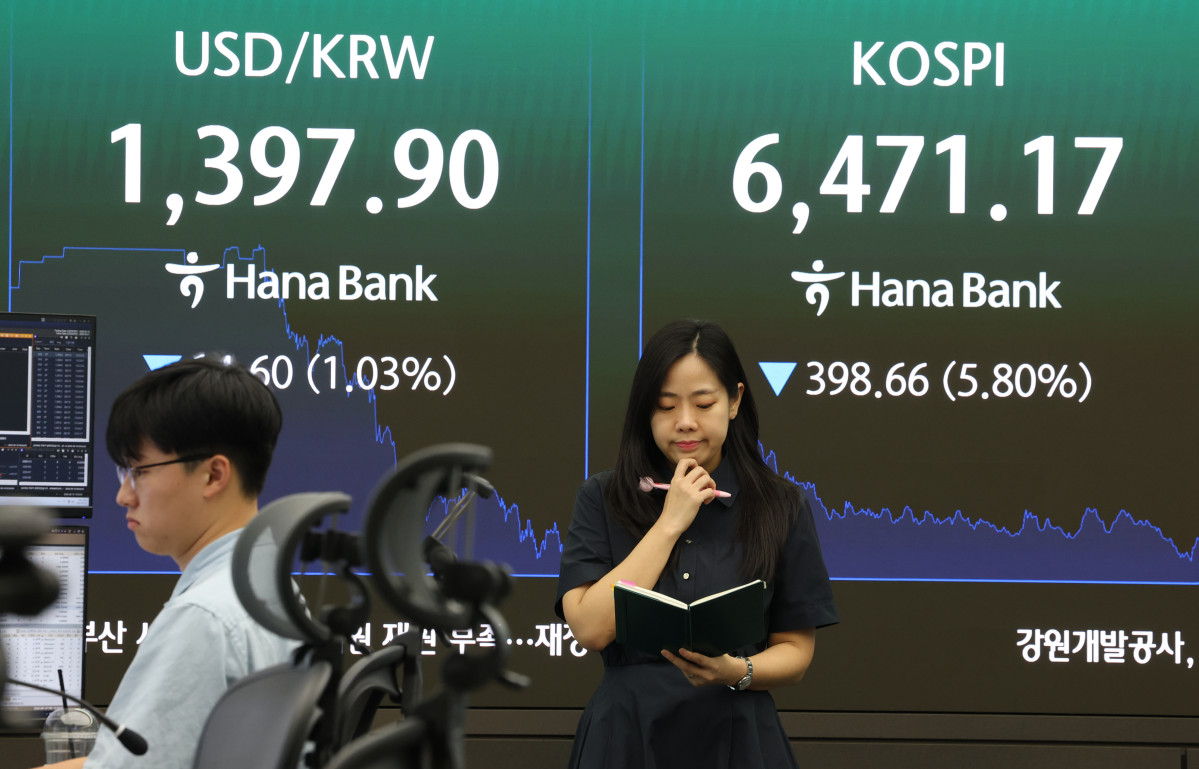 ▲19일 서울 중구 하나은행 본점 딜링룸 전광판에 환율과 코스피가 표시돼있다. (연합뉴스)
