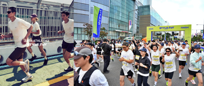 ▲자라 애슬레틱즈와 함께하는 2026 스타일런 키 비주얼(왼)과 지난해 서울시 송파구 일대에서 진행한 스타일런 행사에서 달리고 있는 참가자들의 모습. (사진제공-롯데백화점)