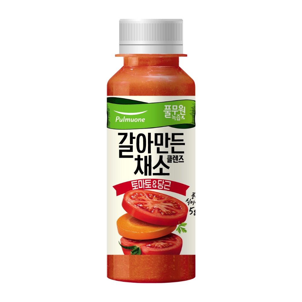 ▲풀무원헬스케어가 국산 토마토와 당근을 가열하지 않고 통째로 갈아 만든 '갈아만든 채소 클렌즈 토마토&당근'을 출시했다. (사진제공=풀무원헬스케어)