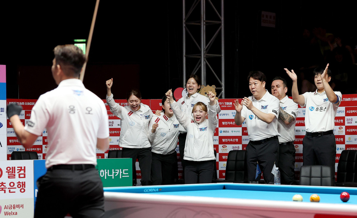 ▲승리 후 기뻐하는 휴온스. (출처=PBA 제공, 연합뉴스)