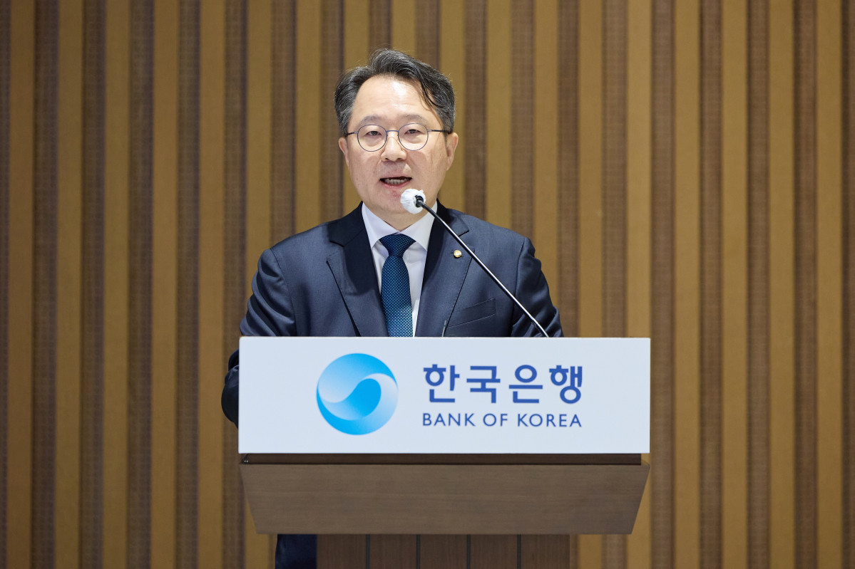▲권민수 신임 한국은행 부총재가 21일 서울 중구 한은 별관에서 열린 취임식에서 취임사를 하고 있다. (사진제공=한국은행)