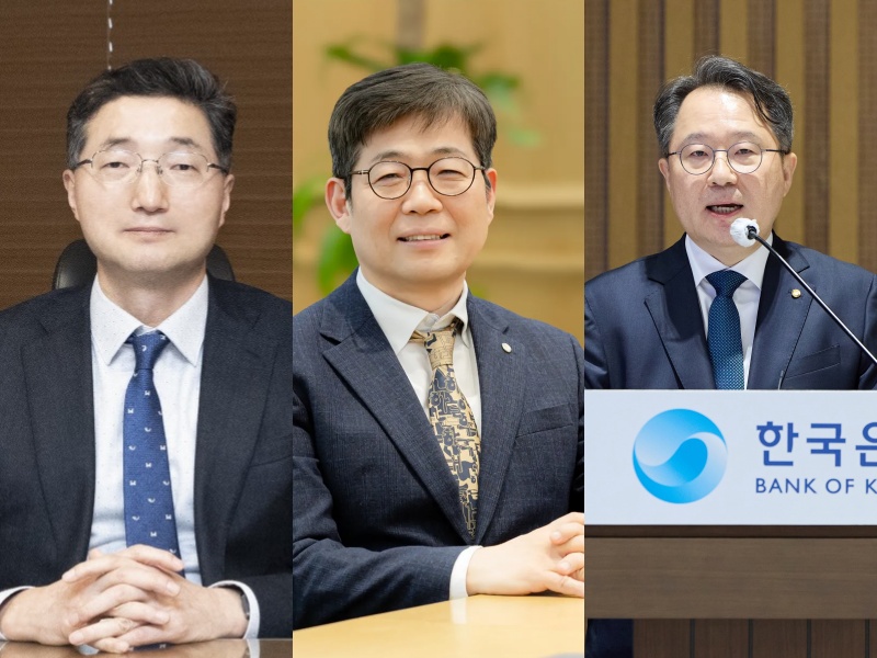 ▲사진 왼쪽부터 이승헌 전 한은 부총재(31대), 유상대 전 한은 부총재(32대), 권민수 한은 부총재(33대). (사진=이투데이DB)