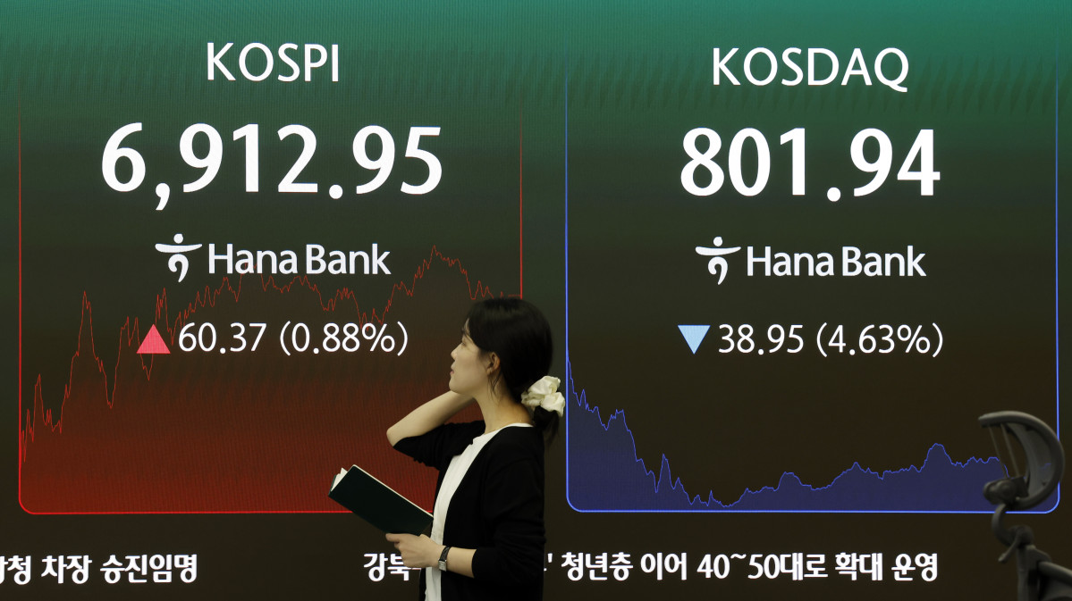 ▲21일 서울 중구 하나은행 딜링룸 전광판에 주요 지수가 표시 되고 있다. (뉴시스)