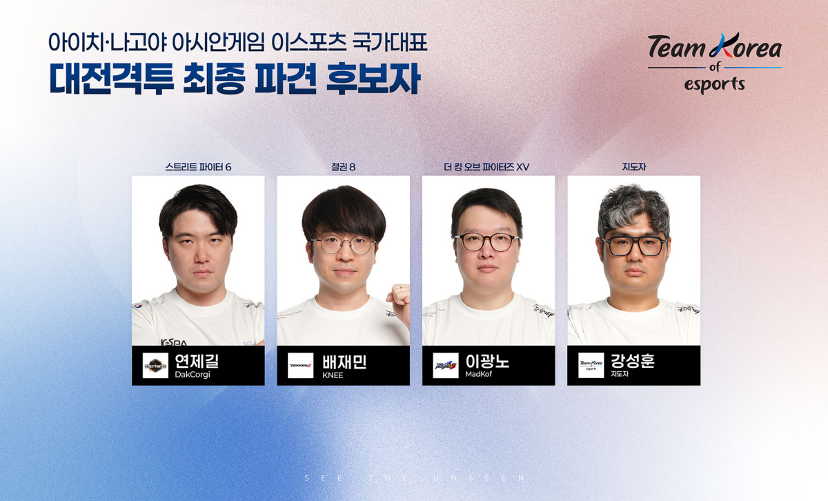 ▲2026 아이치-나고야 아시안게임 대전격투 최종 파견 후보자. (사진제공=한국e스포츠협회)