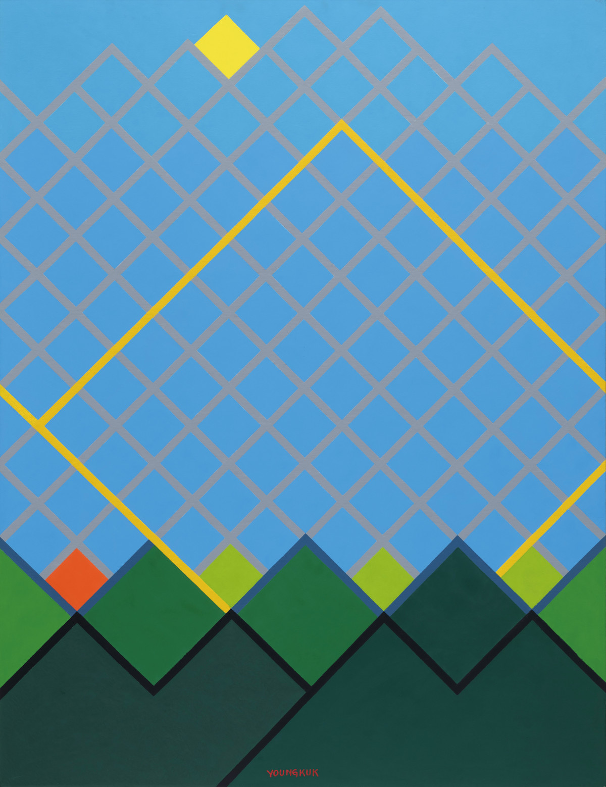 ▲‘산-블루(Blue)’, 1994, 캔버스에 유채(ⓒ유영국미술문화재단)