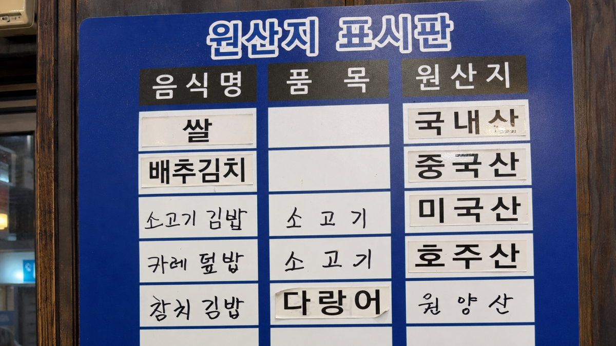 ▲26일 서울의 한 음식점에 배추김치 원산지를 중국산으로 표시한 원산지 표시판이 걸려 있다. (사진=황민주 minchu@)