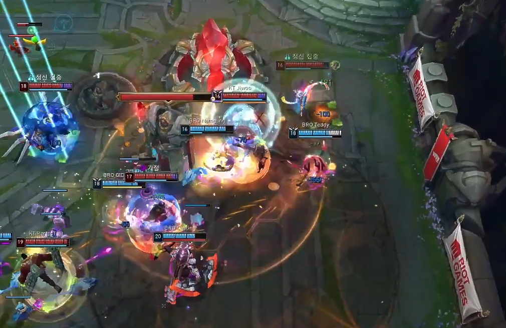 ▲'남궁' 남궁성훈의 니코 '만개(R)'에 맞자마자 정화를 사용한 '지우' 정지우의 제리. (출처=네이버 치치직 'LCK' 채널 캡처)