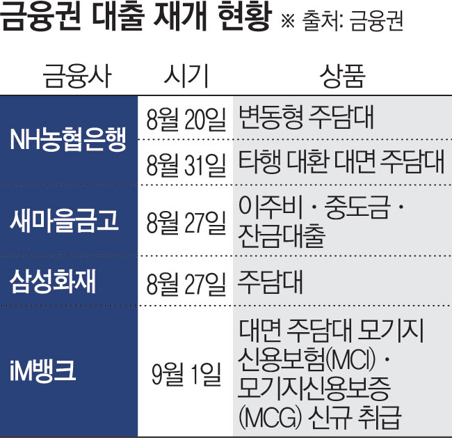 ▲금융권 대출 재개 현황 (김소영 기자)
