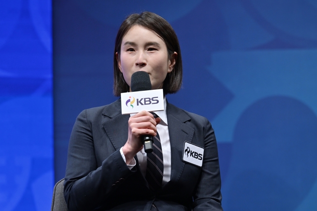 ▲기보배 KBS 양궁 해설위원이 28일 서울 영등포구 KBS 아트홀에서 열린 ‘2026 아이치ㆍ나고야 아시안게임 제작발표회’에서 중계 각오를 밝히고 있다. (사진제공=KBS)