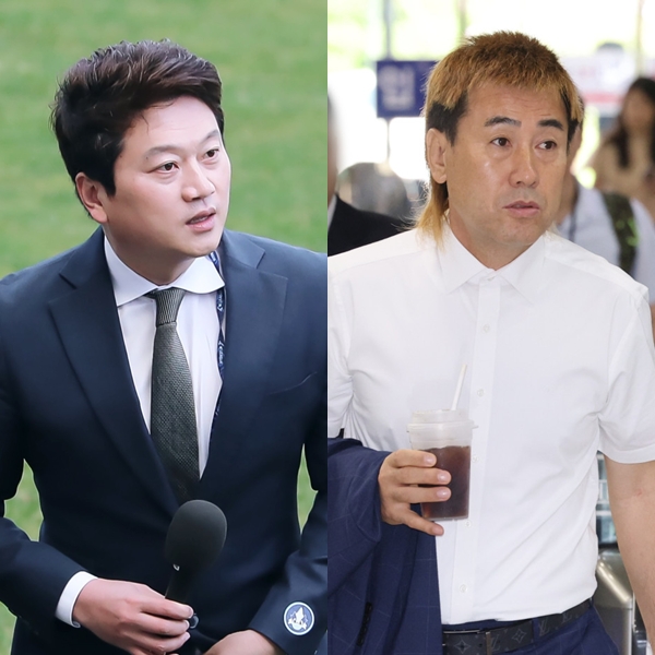 ▲박문성 축구 해설 위원과 김병지 대한축구협회 부회장 겸 강원FC 대표. (출처=박문성 SMS, 연합뉴스)