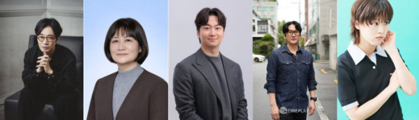 ▲‘코리아 숏드라마 어워즈’ 심사위원 5인(왼쪽부터) 민규동 감독, 모은영 원장, 한정수 감독, 김원진 감독, 이연 배우.(씨네플레이)