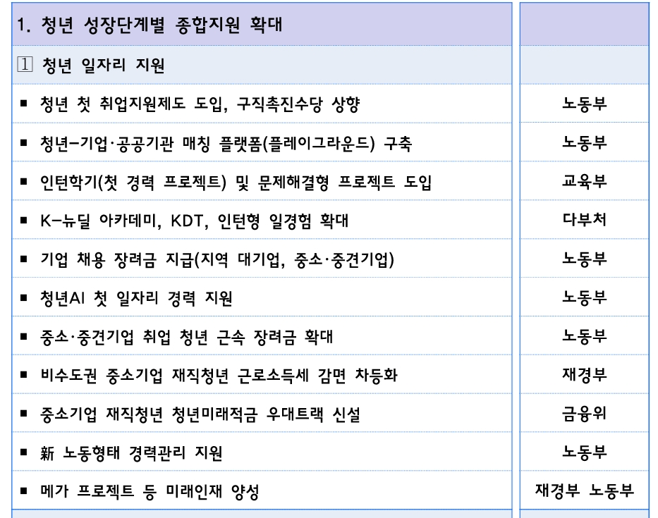 ▲청년 성장단계별 종합지원 확대 (출처=기획예산처)