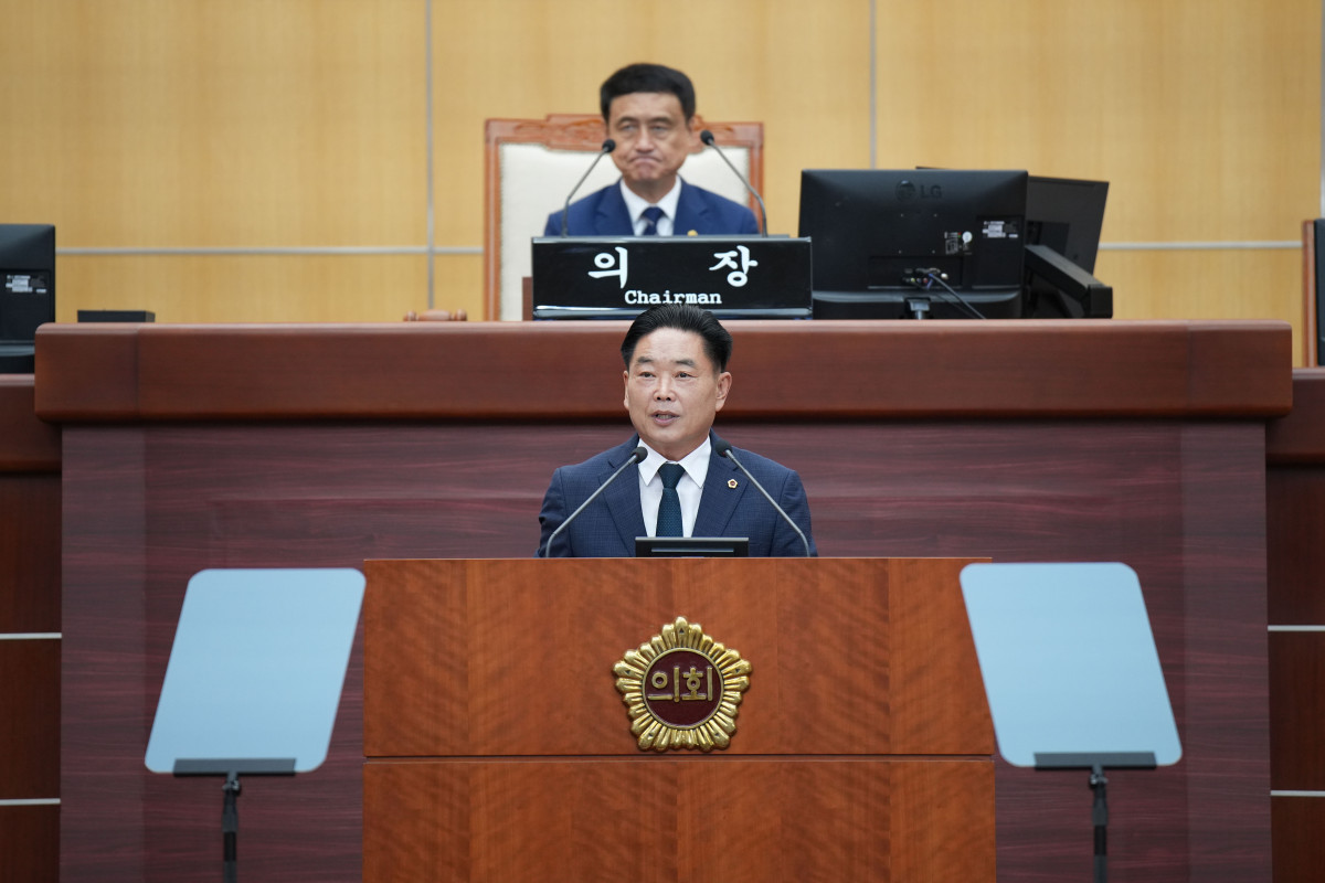 ▲김경진 전북도의원이 5분 발언을 진행하고 있는 모습. (사진제공=전북특별자치도의회)
