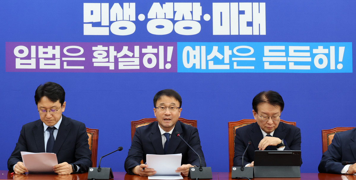 ▲한병도 더불어민주당 원내대표가 8일 국회에서 열린 원내대책회의에서 발언하고 있다. (사진제공=연합뉴스)