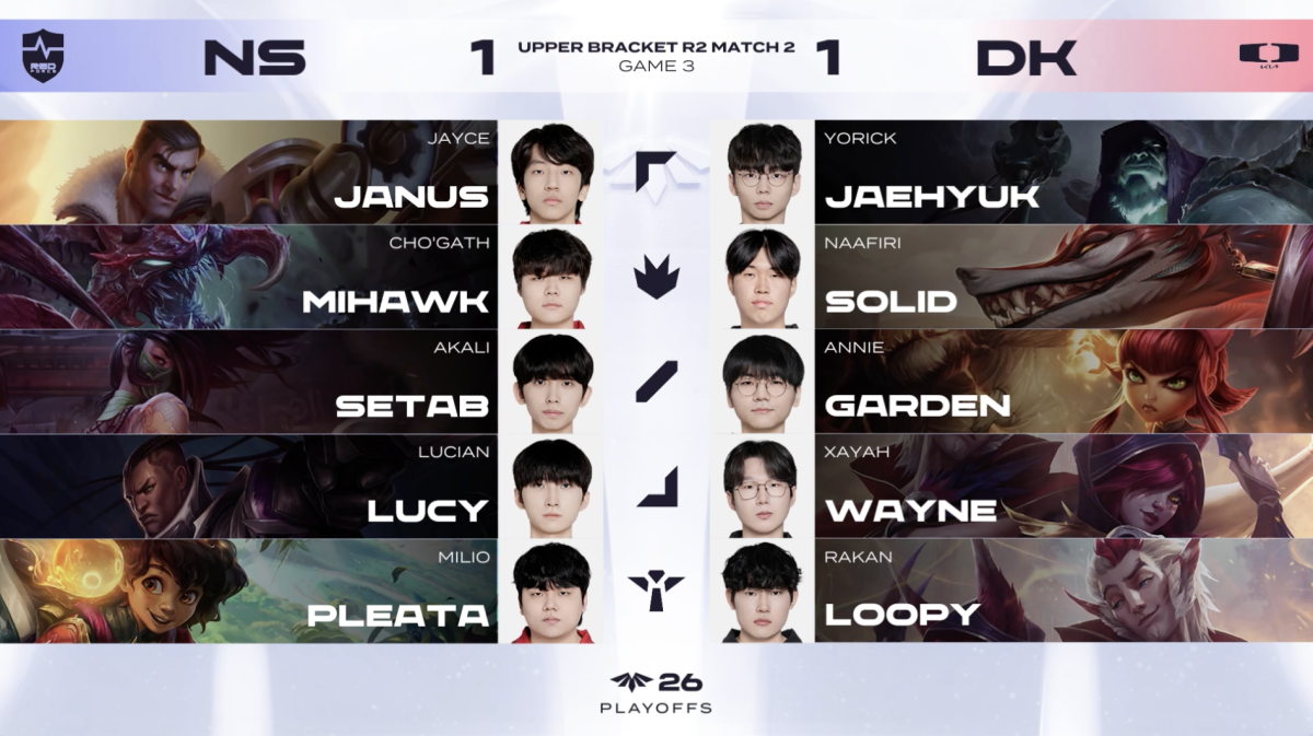 ▲8일 2026 LCK CL DK vs NS 3세트 챔피언 선택. (출처=네이버 치지직 'LCK' 중계화면 캡처)