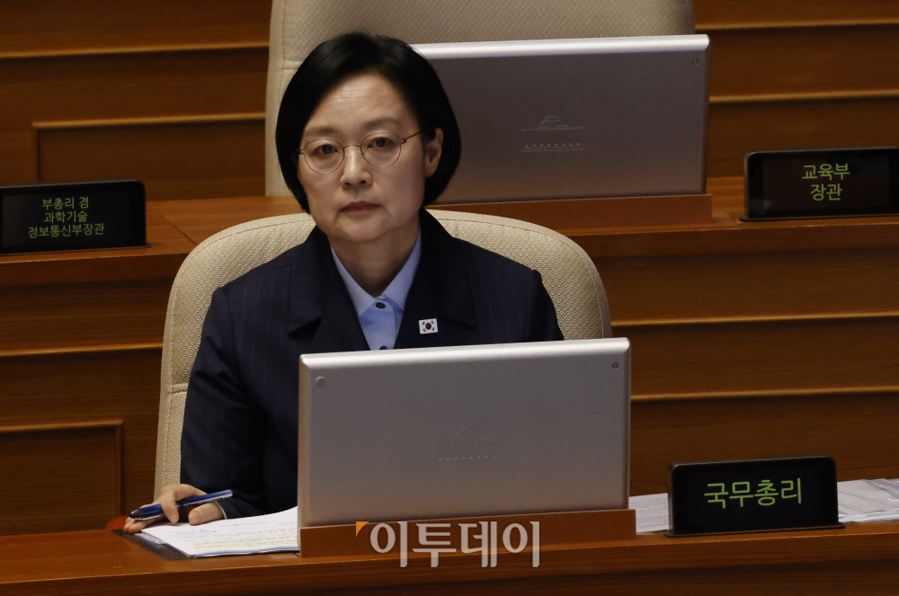 ▲한성숙 국무총리가 10일 서울 여의도 국회 본회의에서 열린 외교·통일·안보 분야 대정부질문에 참석하고 있다. 고이란 기자 photoeran@