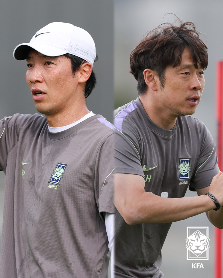 ▲조용형 코치(왼쪽)와 이재홍 피지컬코치. (사진제공=대한축구협회)