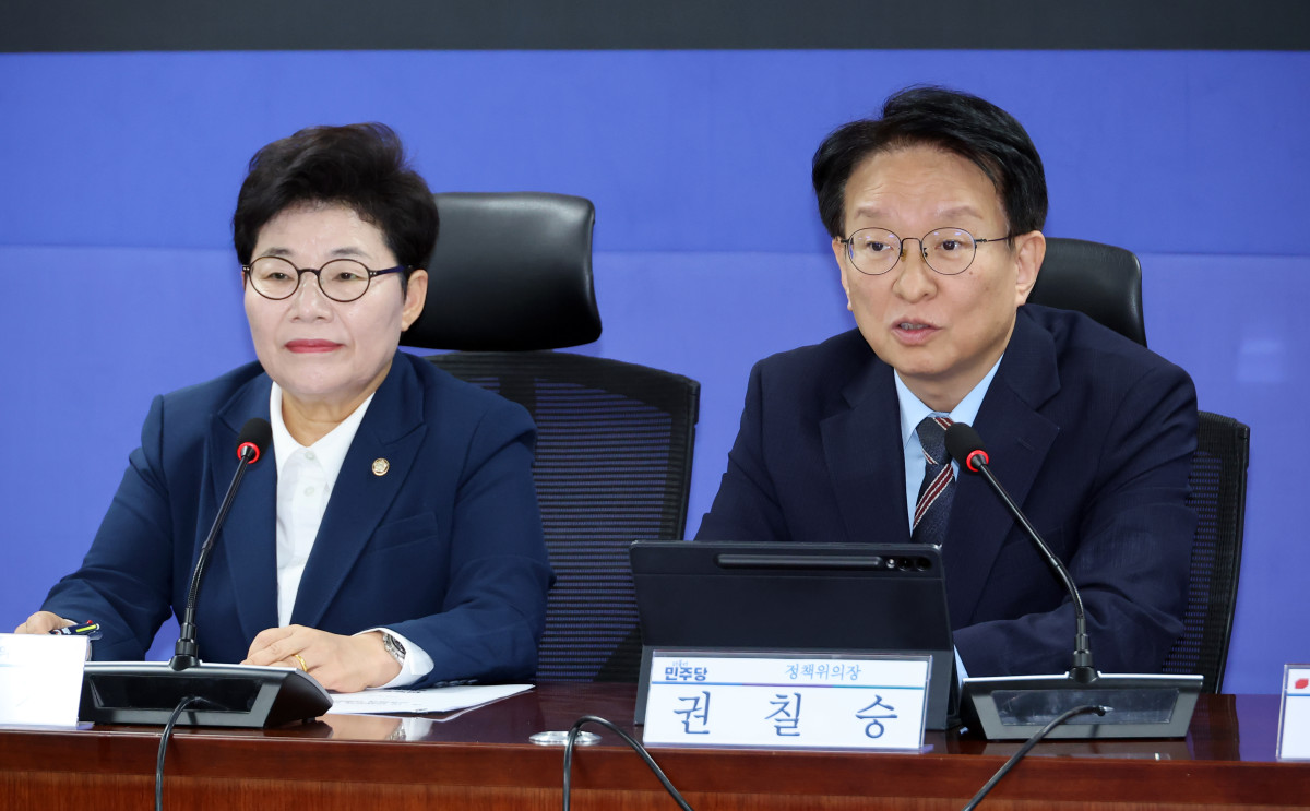 ▲더불어민주당－국민의힘 민생정책 연석회의, 발언하는 권칠승 정책위의장 (사진제공=연합뉴스)