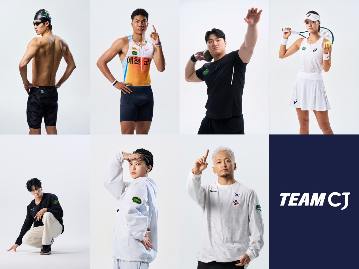▲CJ가 후원하는 ‘TEAM CJ’ 선수 7명이 2026 아이치·나고야 아시안게임에 출전한다. 수영 황선우를 비롯해 육상 나마디 조엘 진과 박시훈, 테니스 구연우, 브레이킹 김홍열·김헌우·권성희가 태극마크를 달고 메달에 도전한다. (사진제공=CJ)