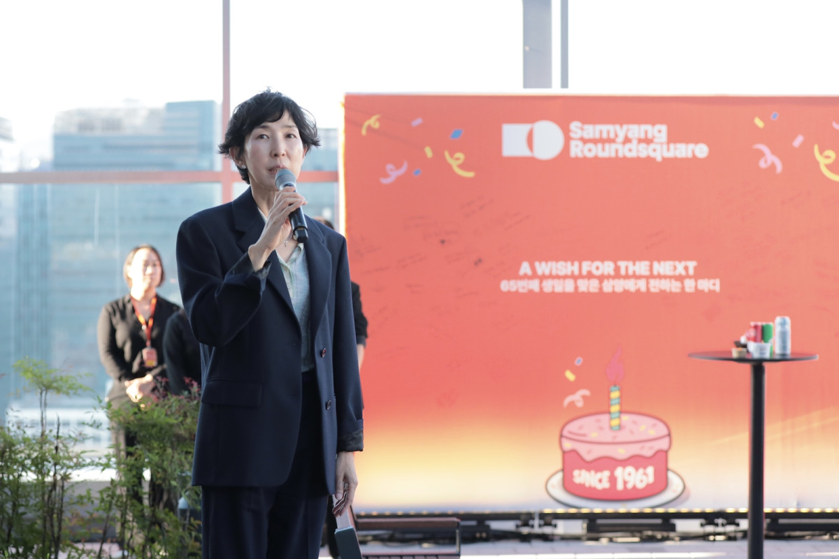 ▲김정수 삼양식품 회장이 삼양식품 창립 65주년 기념식에서 소감을 밝히고 있다. (사진제공=삼양식품)