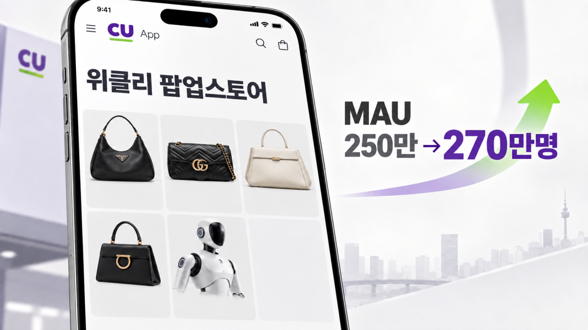 ▲포켓CU의 월간 활성 이용자 수(MAU) 역시 위클리 팝업 도입 이후 기존 250만 명 수준에서 270만 명으로 증가했다. (AI 생성)