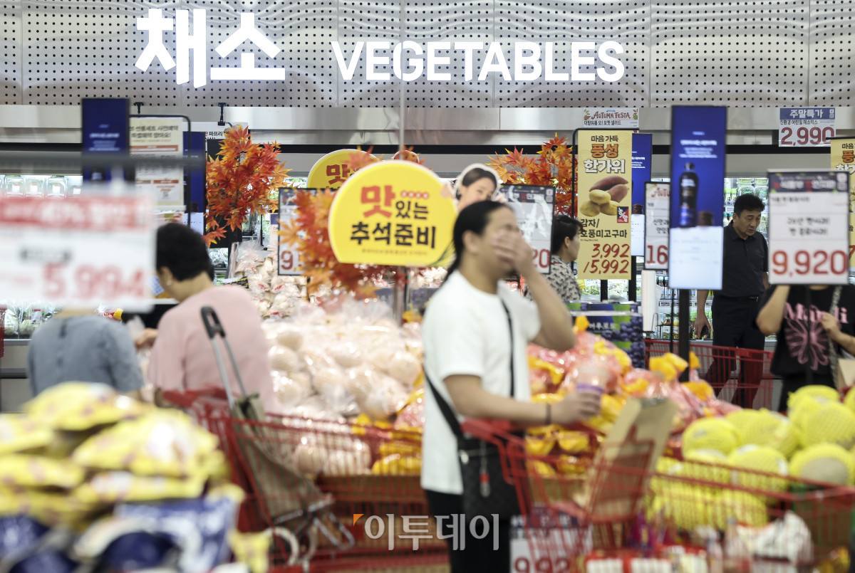 ▲추석 명절을 앞두고 있는 16일 서울 시내의 한 대형마트를 찾은 시민들이 장을 보고 있다. 한국물가협회에 따르면 올해 추석 차례상 준비 비용은 전통시장 30만3천750원, 대형마트 36만1천300원으로 전통시장이 5만7천550원 저렴한 것으로 나타났다. 고성준 기자 joonko1@
