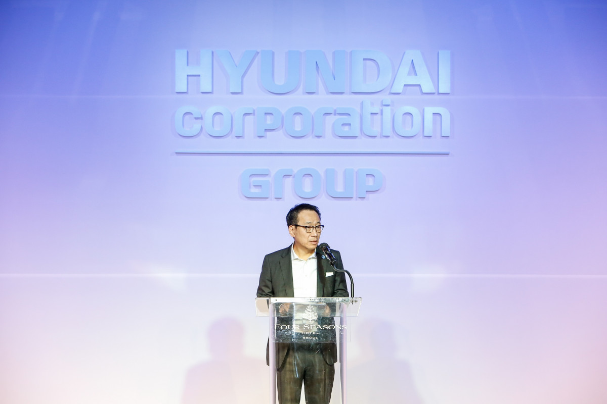 ▲정몽혁 회장이 창립 46주년 기념행사에서 축하 및 격려사를 전하고 있다 (사진=현대코퍼레이션)