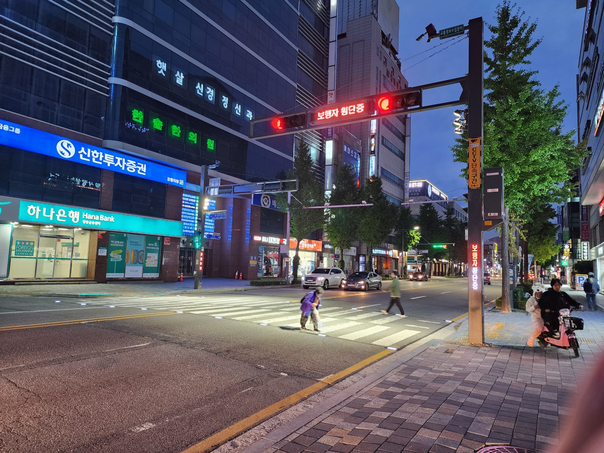 ▲강릉에 설치된 스마트 횡단보도. (사진제공=강릉시)