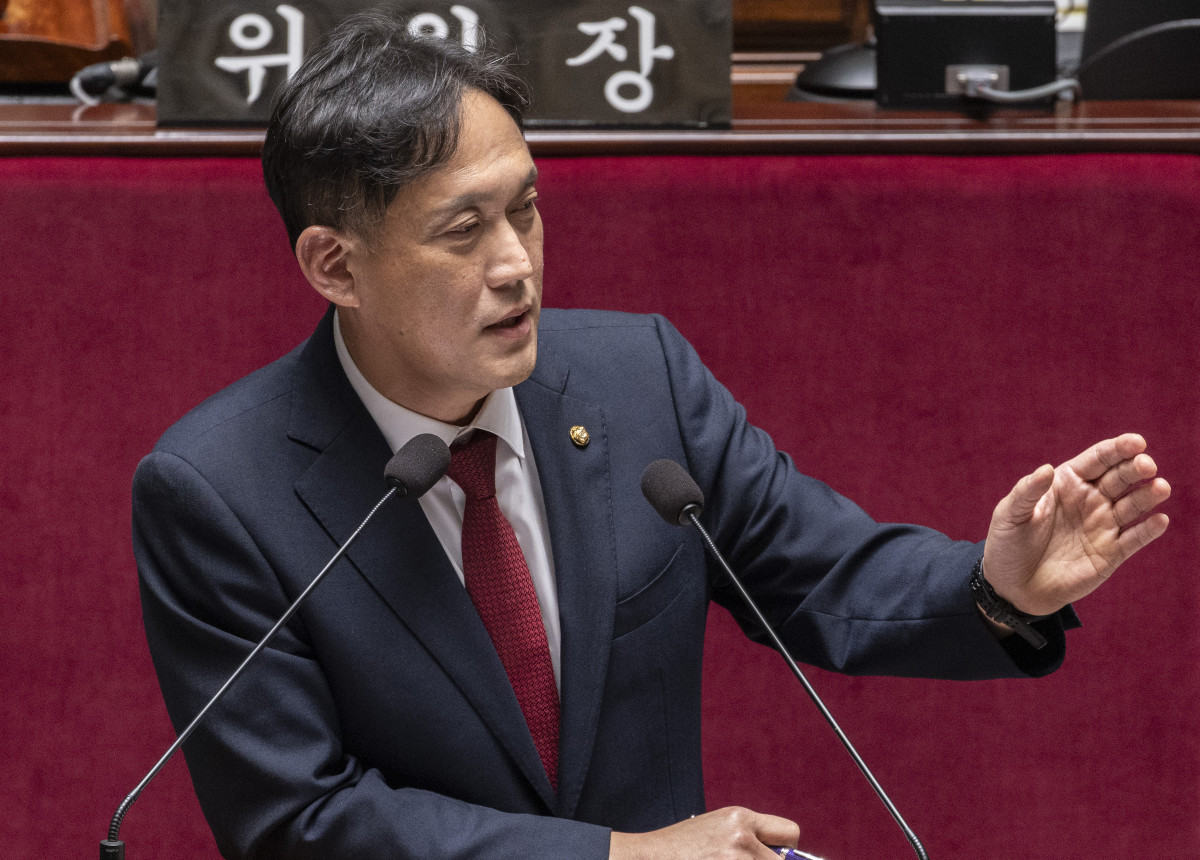 ▲국민의힘 김태규 의원이 24일 국회에서 열린 예산결산특별위원회 전체 회의에서 질의하고 있다. (연합뉴스)