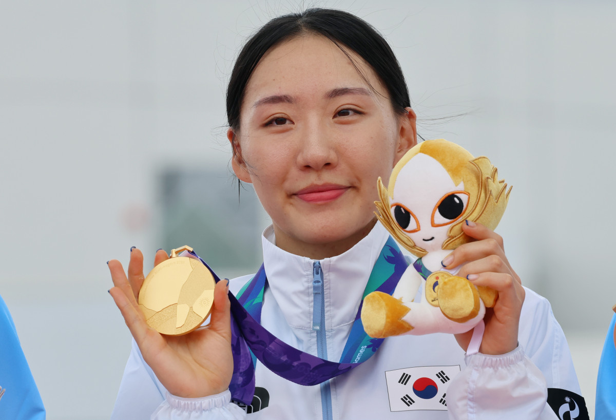 ▲2026 아이치ㆍ나고야 아시안게임 근대5종 여자 개인 결승에서 금메달을 차지한 대한민국 성승민. (안조[일본]=연합뉴스)