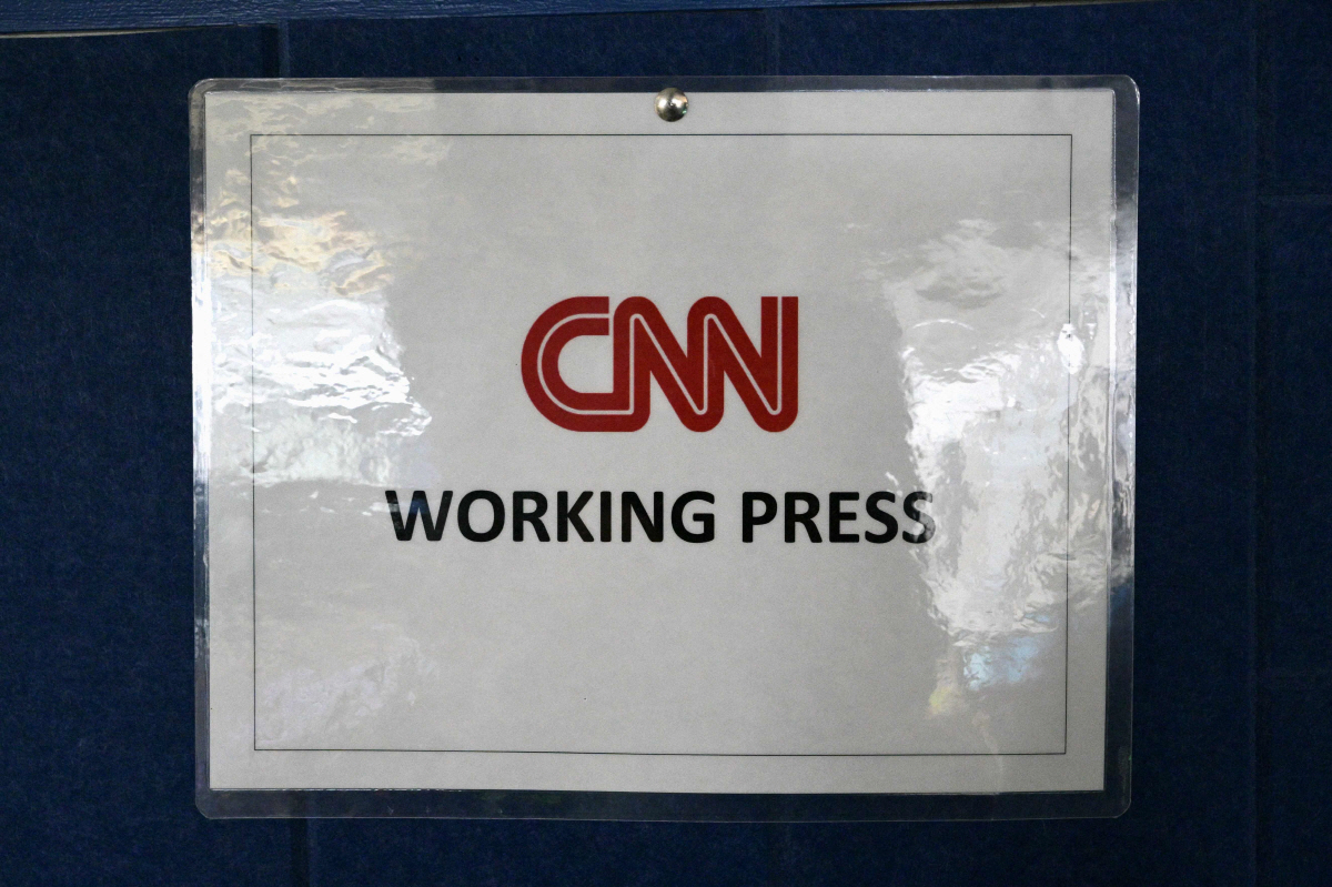 ▲19일(현지시간) 워싱턴D.C. 백악관 제임스 브래디 기자회견실에서 CNN 간판이 보인다. (워싱턴D.C./AFP연합뉴스)