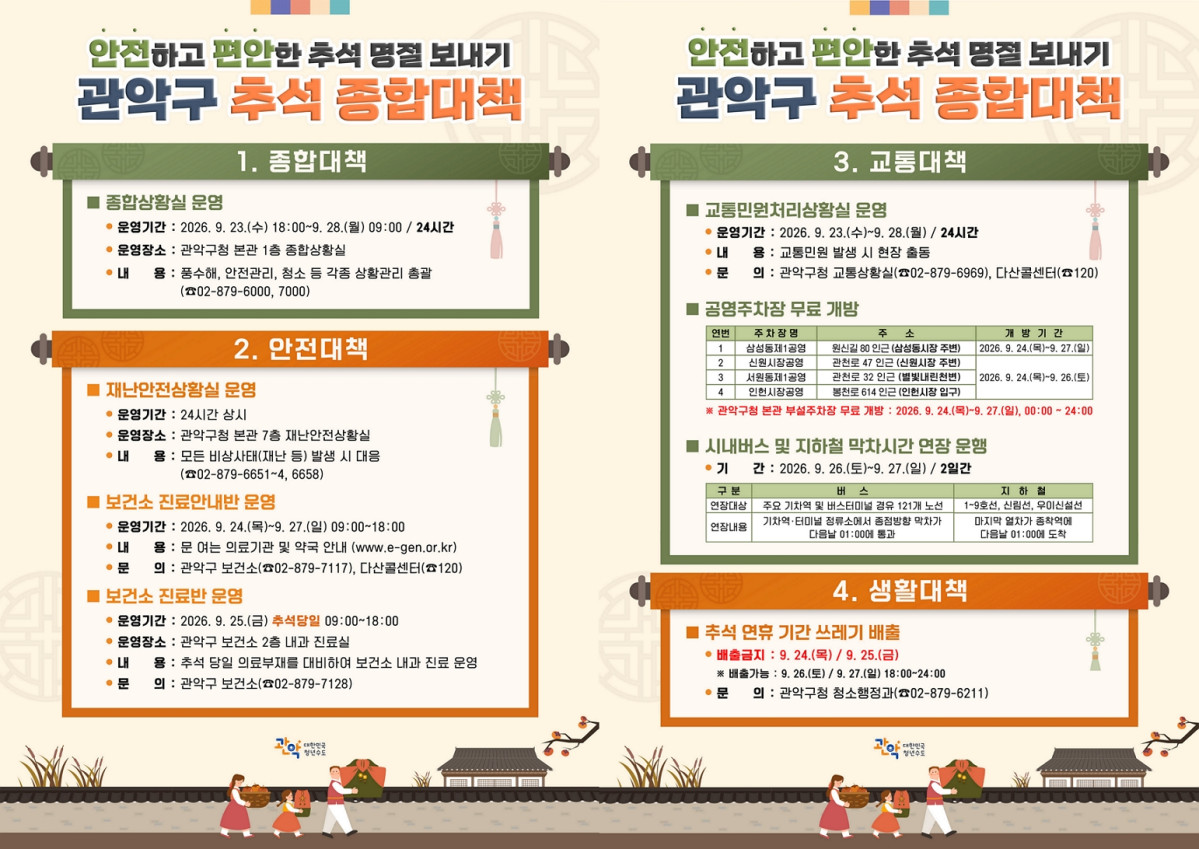 ▲‘2026년 관악구 추석 연휴 종합대책’ 안내. (자료 제공 = 서울특별시 관악구)