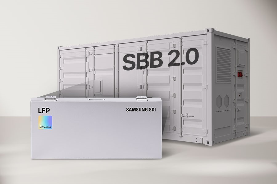 ▲리튬인산철(LFP) 배터리가 적용된 삼성배터리박스(SBB) 2.0 (사진제공=삼성SDI)