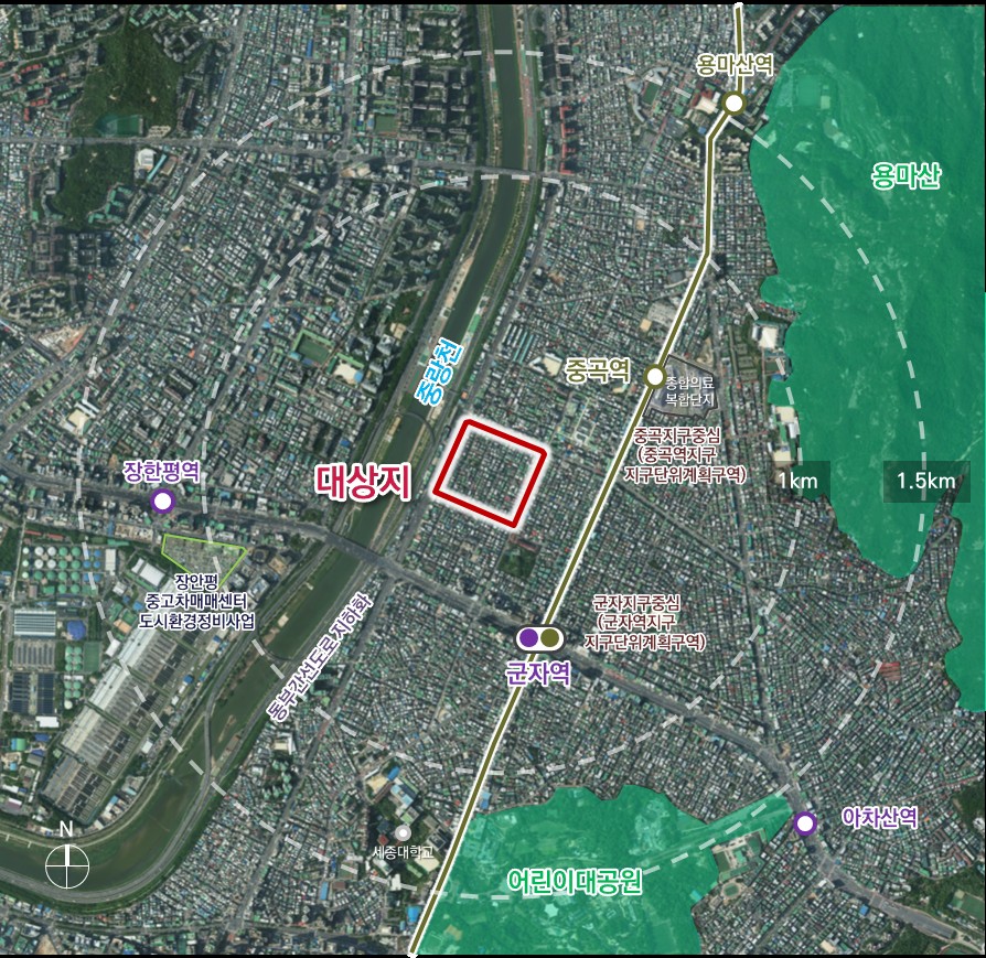 ▲중곡1동 254일대 재개발 위치도 (사진제공=서울시)