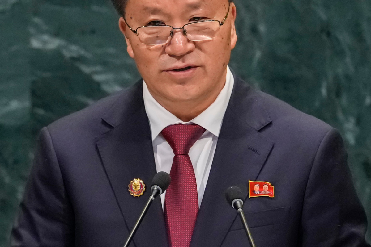 ▲김선경 북한 외무성 부상이 28일(현지시간) 미국 뉴욕 유엔본부에서 열린 제81차 유엔총회 일반토의에서 연설하고 있다. 뉴욕(미국)/AP연합뉴스