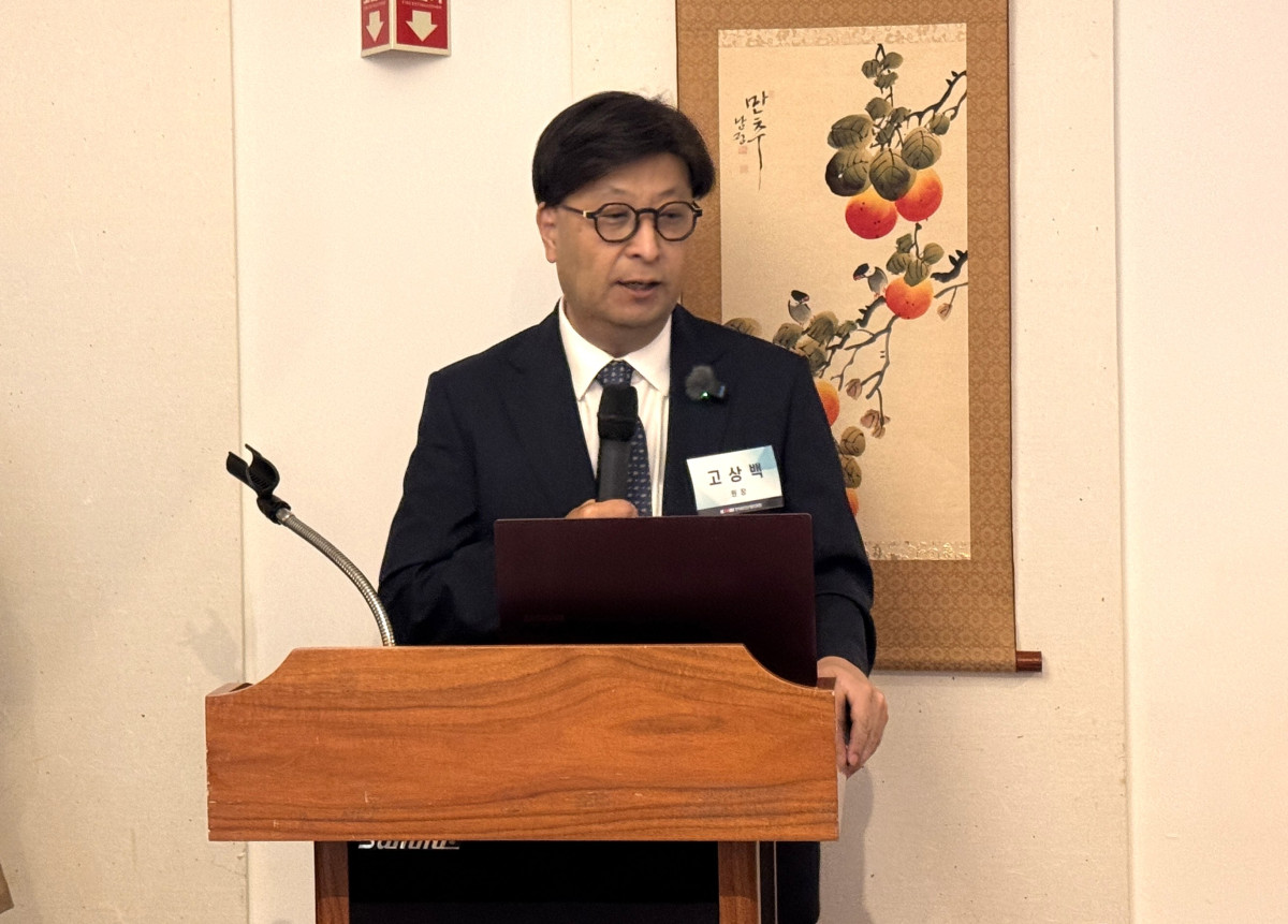 ▲고상백 한국보건산업진흥원장이 기자간담회에서 발언하고 있다. (사진제공=한국보건산업진흥원)