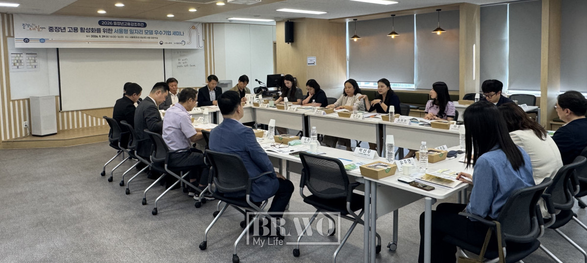 ▲노사발전재단 서울중장년내일센터에서 열린 '서울형 일자리 모델 우수기업 세미나'에서 민기정 센터장이 이야기를 하고 있다.