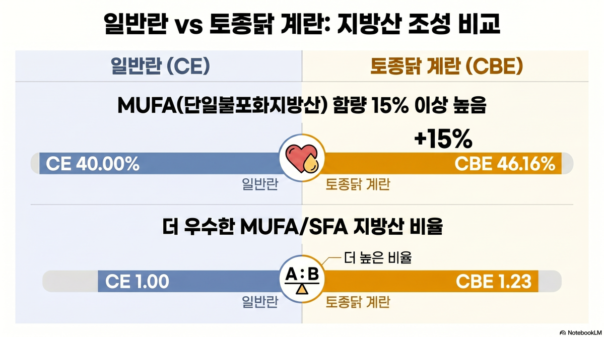 ▲일반란과 토종닭 계란 비교 지방산 (자료제공=농촌진흥청)
