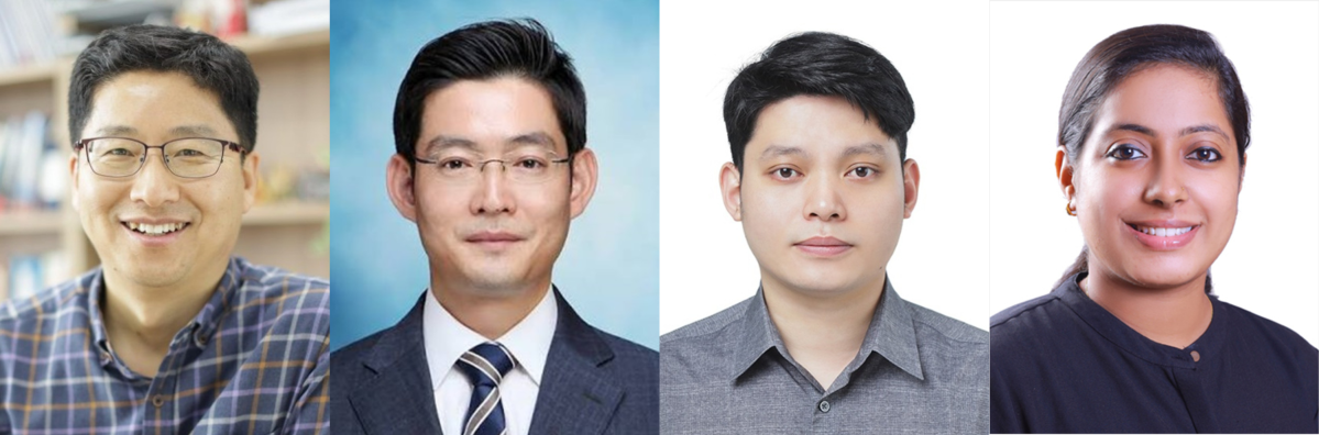 ▲(왼쪽부터)성균관대 에너지과학과 임성주 교수, 김기강 교수, 두옹응옥탄 연구교수, 스와티 크리슈나 박사과정생. (사진=성균관대)