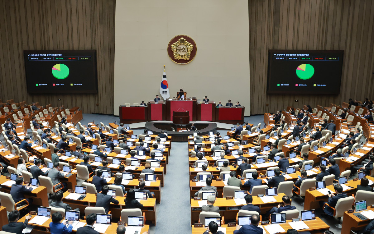 ▲1일 국회에서 열린 정기국회 제10차 본회의에서 응급의료에 관한 법률 일부개정법률안이 통과되고 있다. 사진=연합뉴스